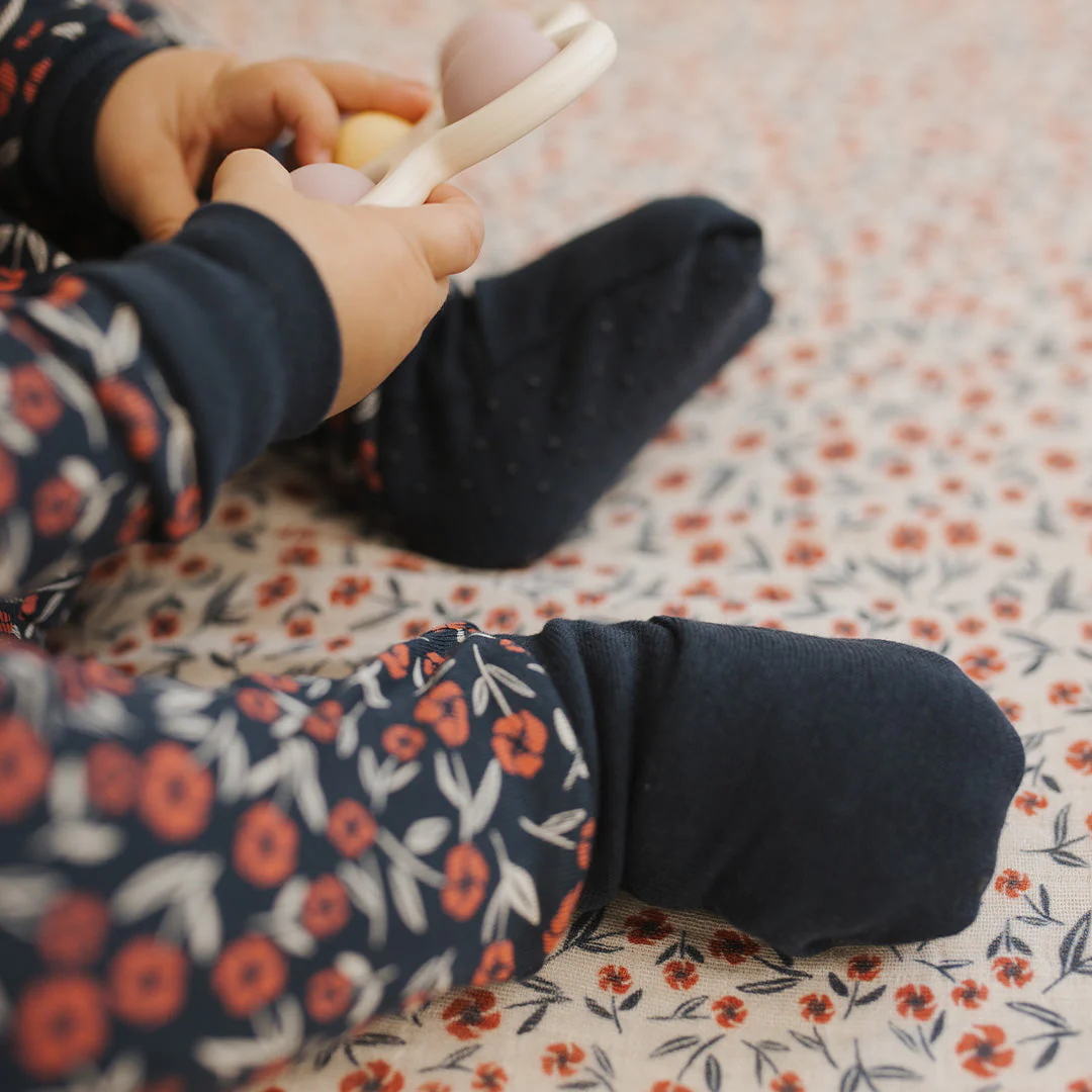 Poppy Floral Print on Dress Blue Convertible Sleeper by Petit Lem - FINAL SALE - Image 5