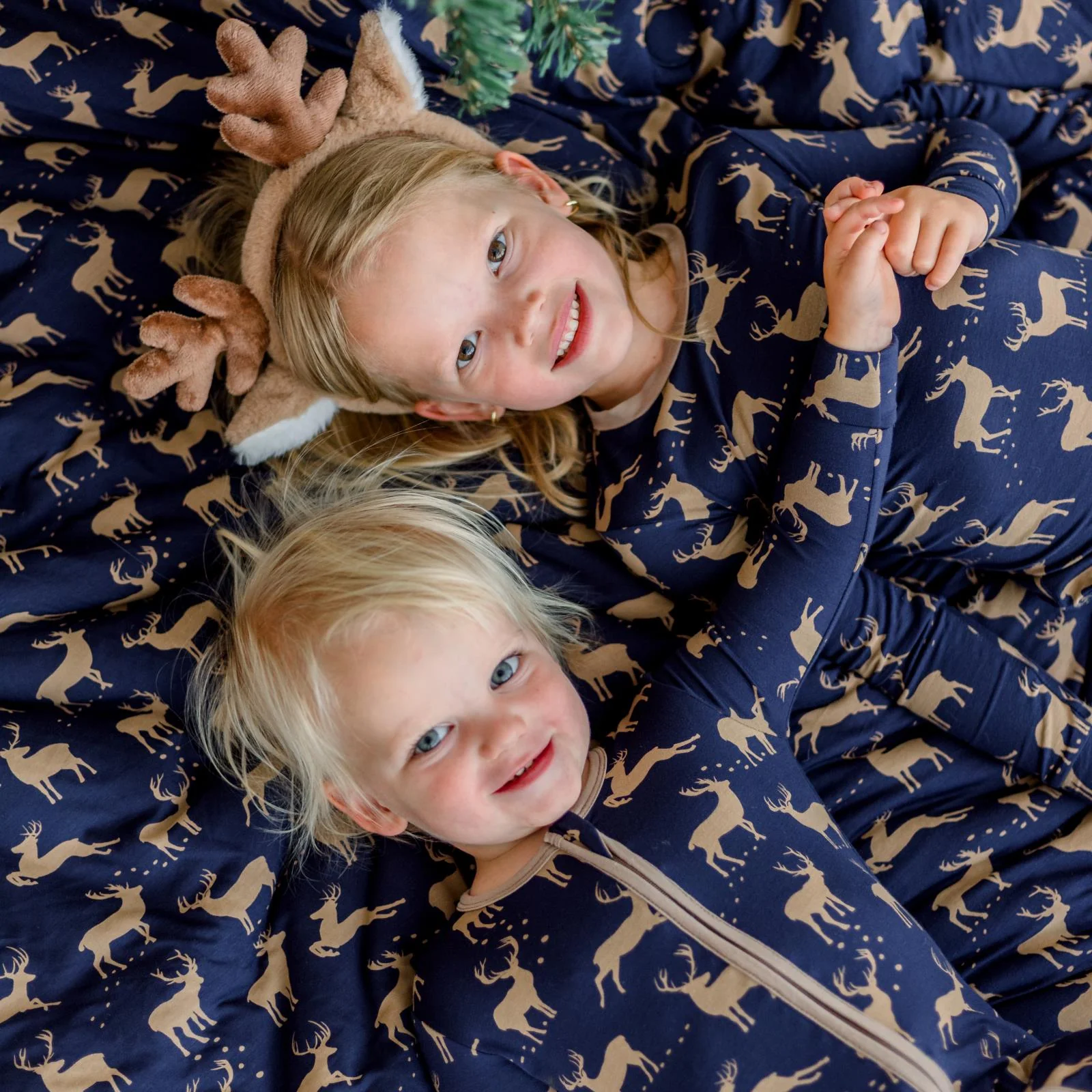 Print Footie with 2 Way Zipper - Peacoat Elk by Kickee Pants - FINAL SALE - Image 3