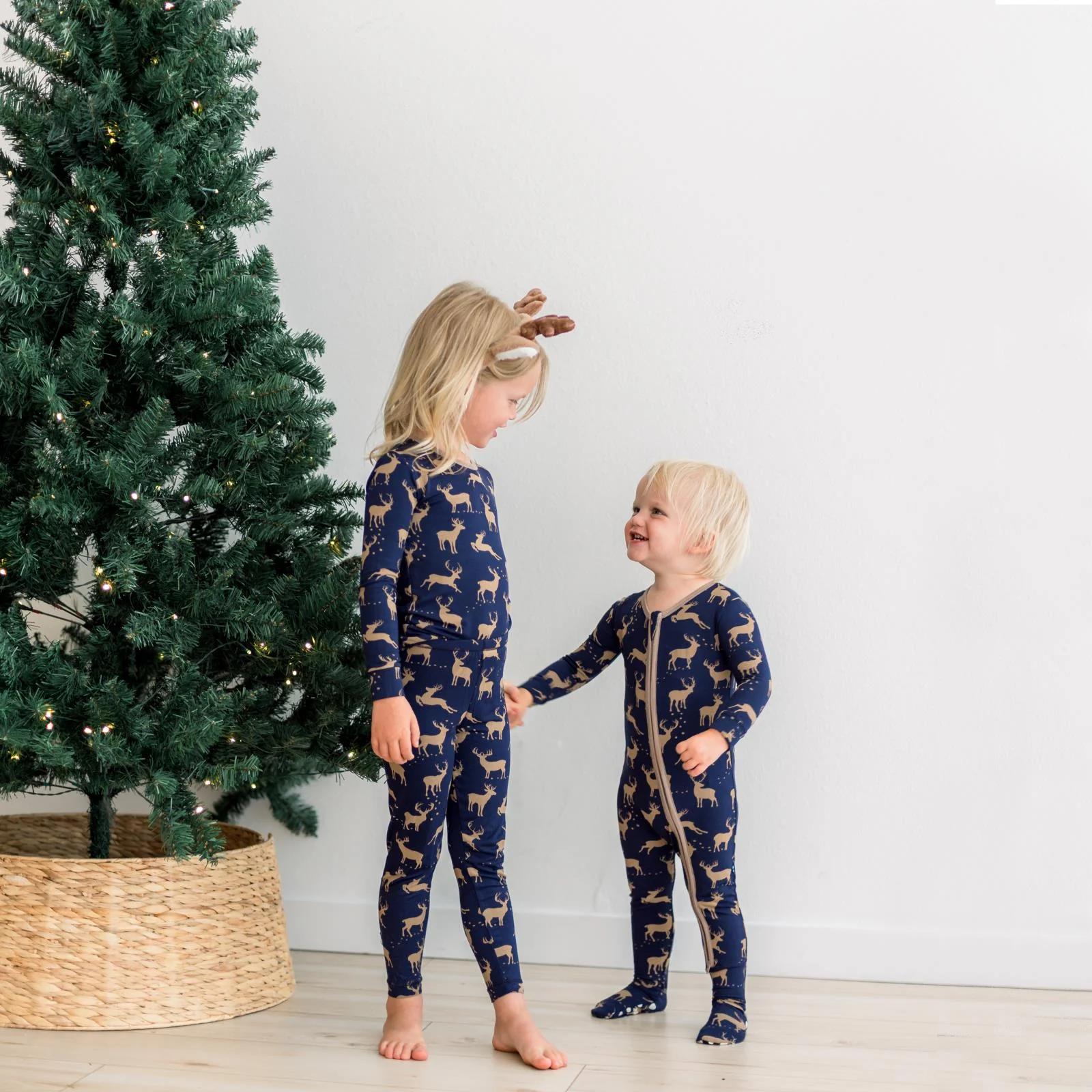 Print Footie with 2 Way Zipper - Peacoat Elk by Kickee Pants - FINAL SALE - Image 6