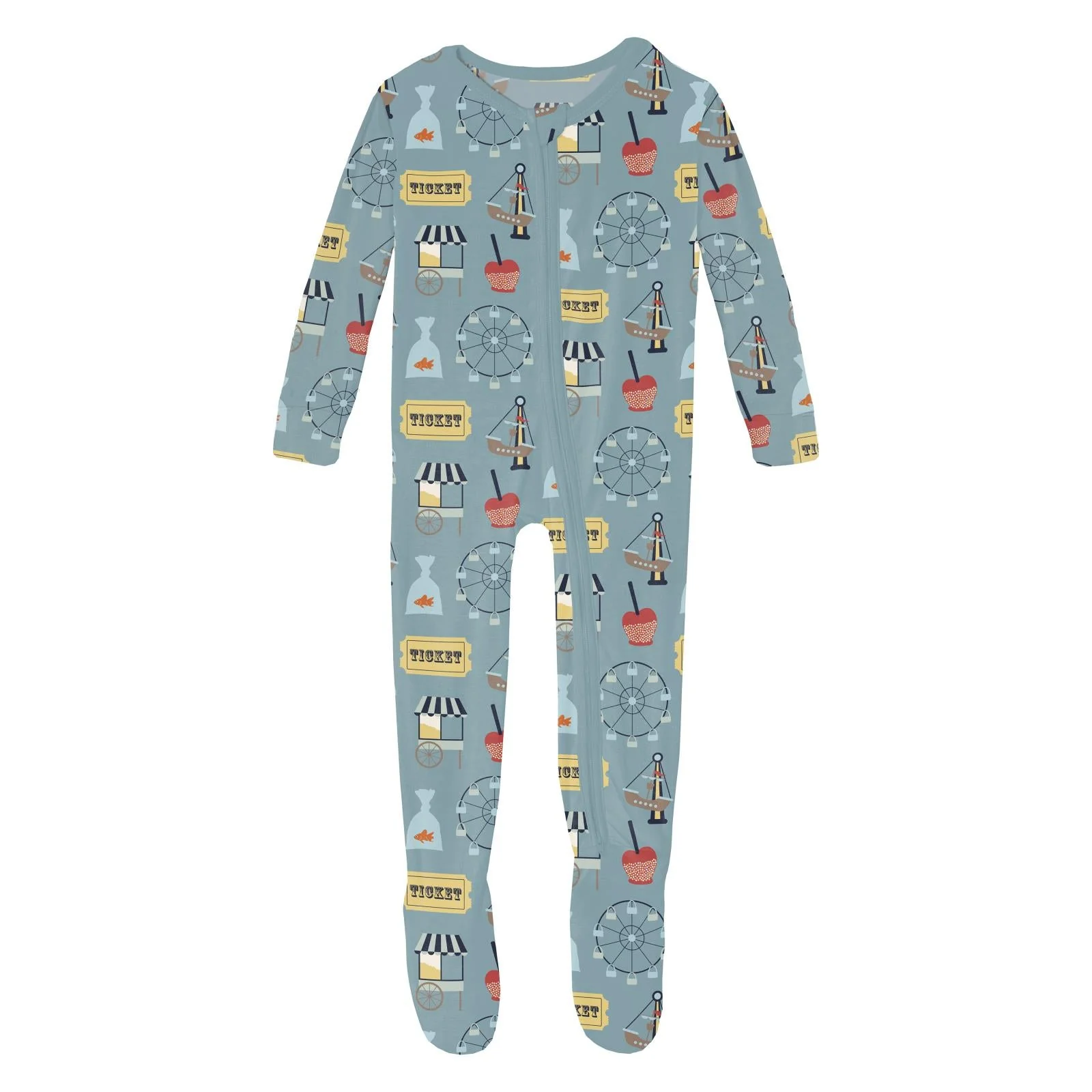 Print Footie with 2 Way Zipper - Stormy Sea Fall Fair by Kickee Pants - FINAL SALE