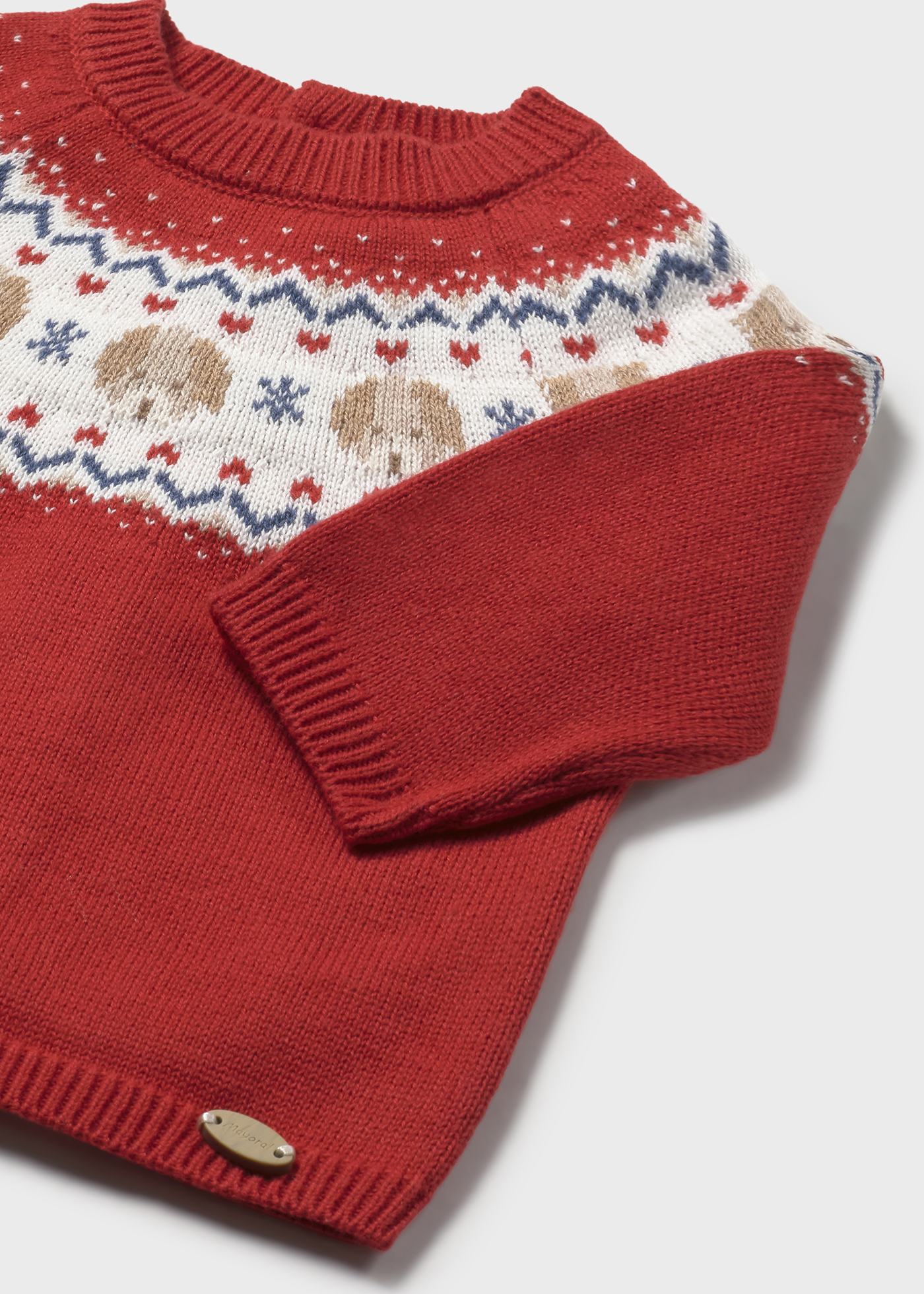 Puppy Fairisle Sweater - Cherry by Mayoral - FINAL SALE - Image 3