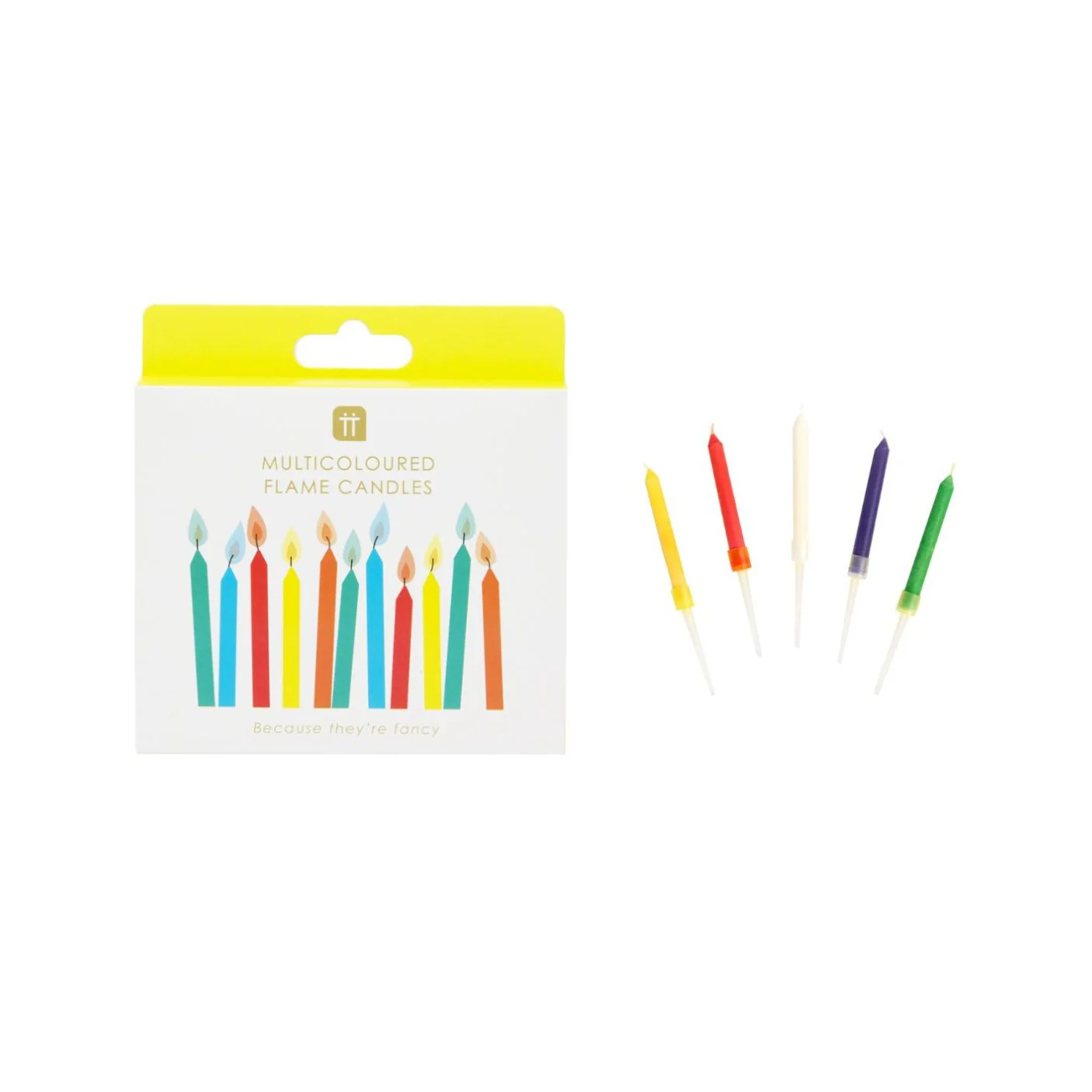 Rainbow Flame Candles - Set of 12 by Talking Tables