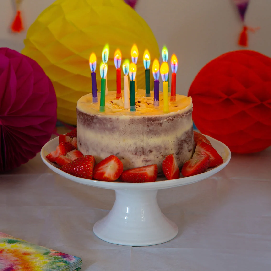 Rainbow Flame Candles - Set of 12 by Talking Tables - Image 2