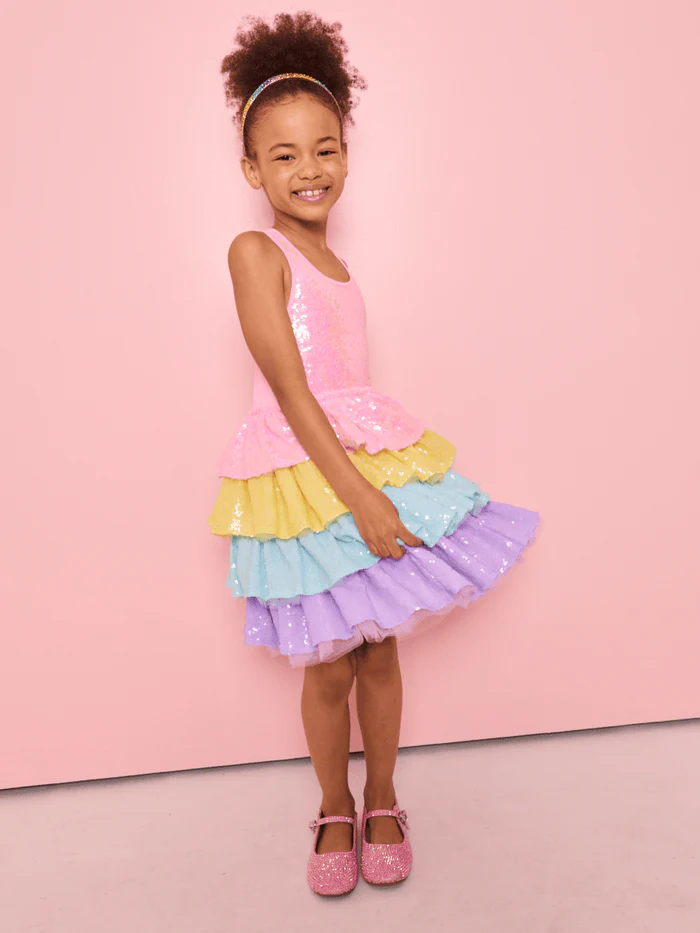 Rainbow Sequin Tiered Dream Dress by Lola + The Boys - Image 4