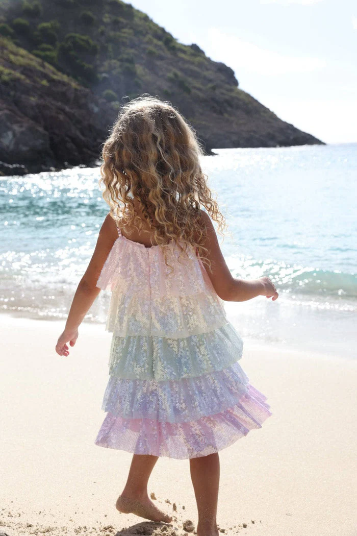 Rainbow Sequin Tiered Dress by Lola + The Boys - Image 3