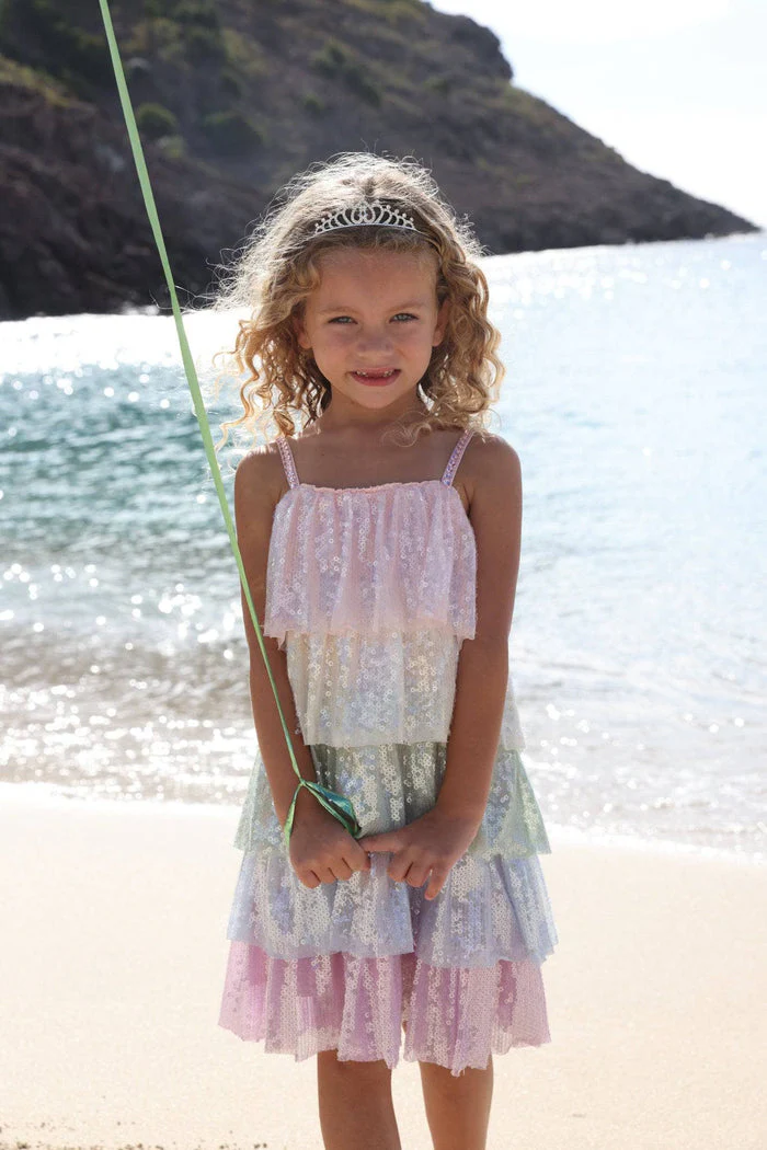 Rainbow Sequin Tiered Dress by Lola + The Boys - Image 5