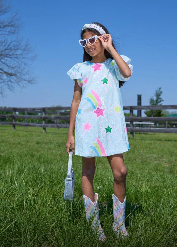 Rainbow Shooting Star Sequin Dress by Lola + The Boys - Image 2