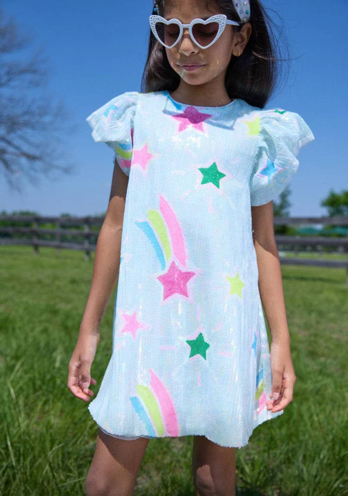 Rainbow Shooting Star Sequin Dress by Lola + The Boys - Image 3