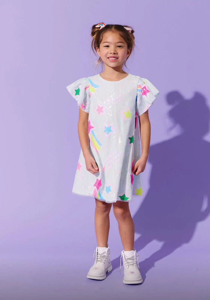 Rainbow Shooting Star Sequin Dress by Lola + The Boys - Image 5