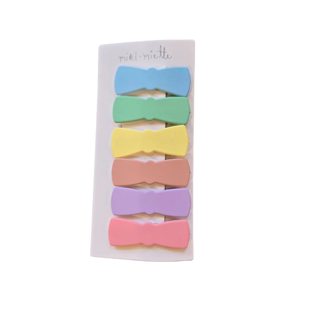 Rainbow Solid Clip 6pc Set - Bow by Miki Miette