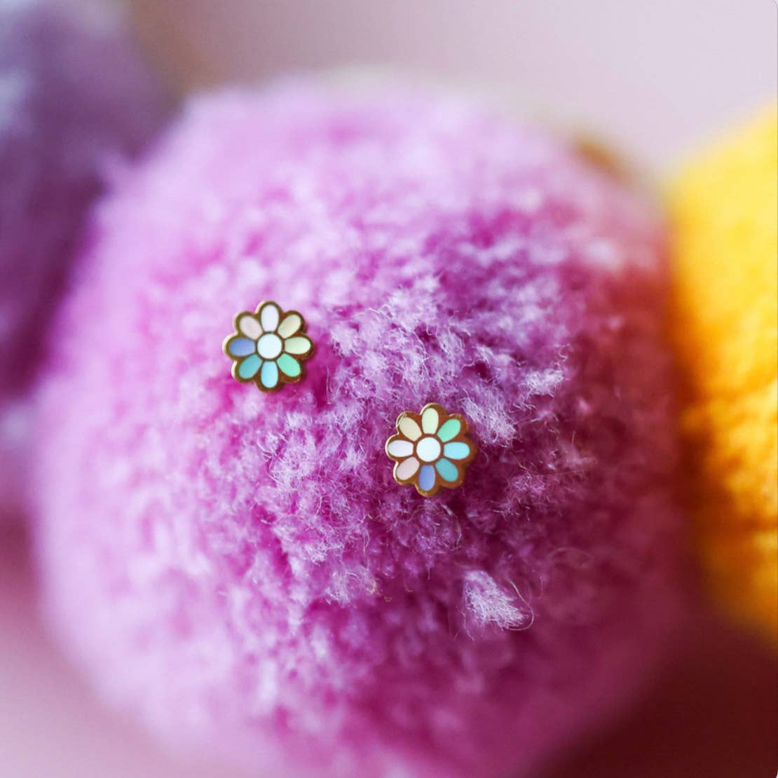 Rainbow Tiny Daisies Earrings by Pierced - Image 2