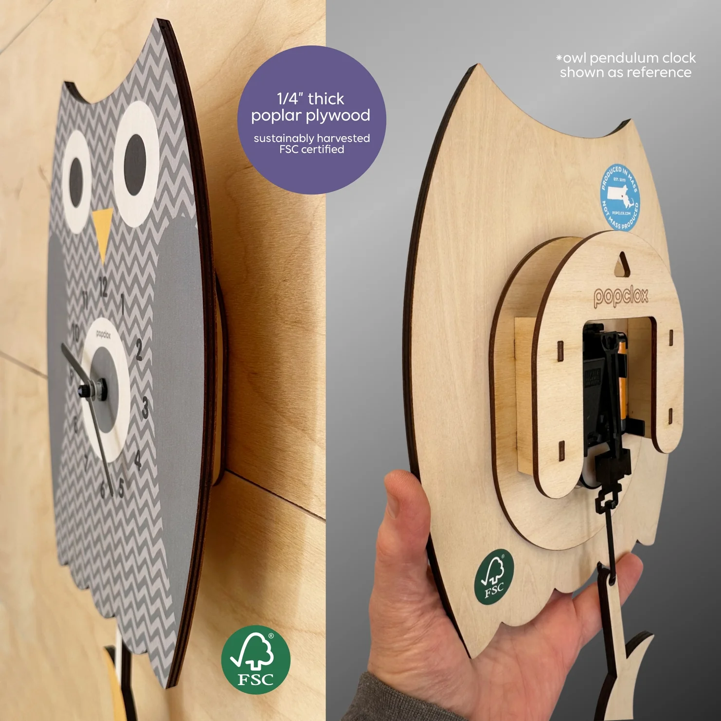 Rainbow Wood Pendulum Clock by Popclox - Image 6