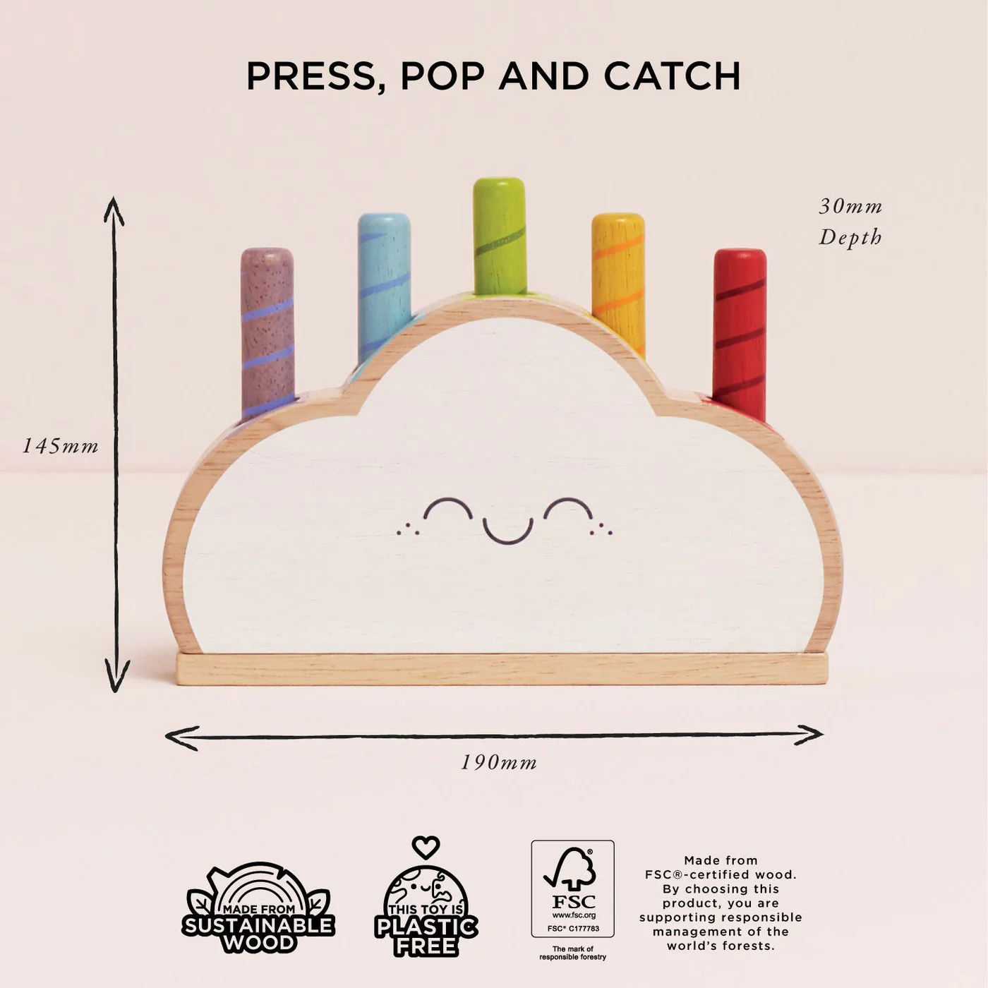 Rainbow Cloud Pop by Le Toy Van - Image 6
