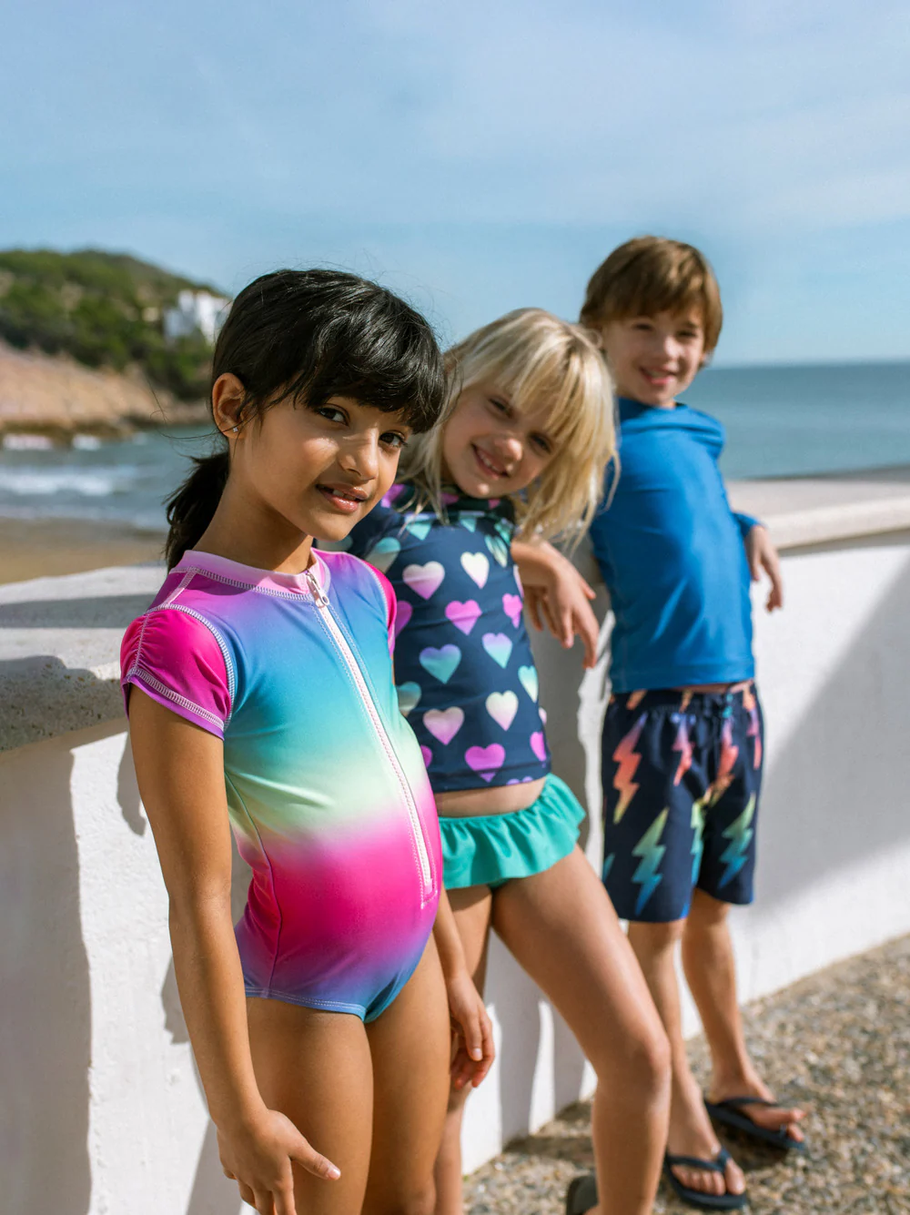 Rash Guard One-Piece Swimsuit - Rio de Janeiro Rainbow by Tea Collection - Image 3