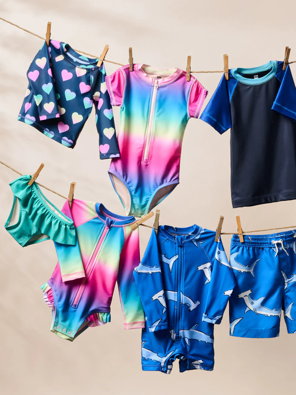 Rash Guard One-Piece Swimsuit - Rio de Janeiro Rainbow by Tea Collection - Image 7