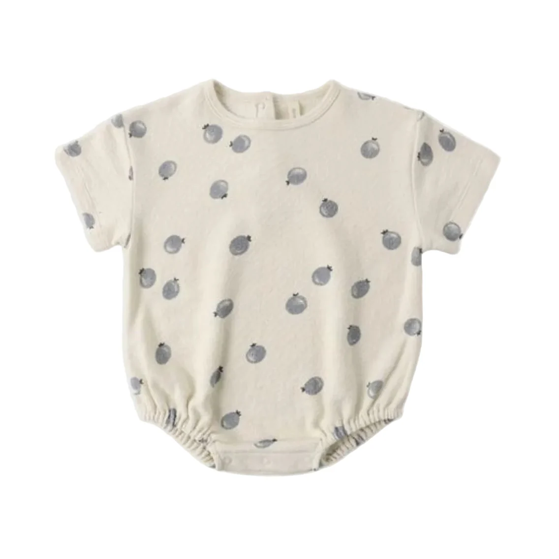 Relaxed Short Sleeve Bubble Romper - Blueberries by Quincy Mae