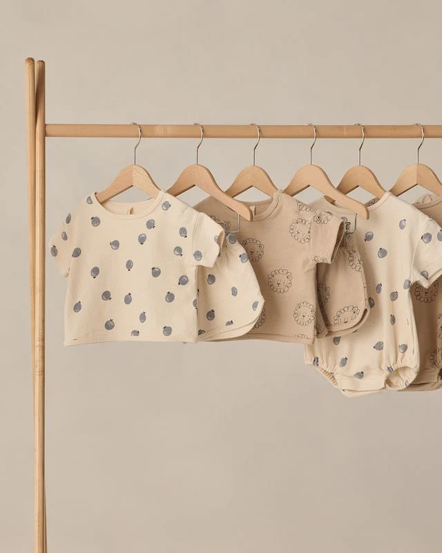 Relaxed Short Sleeve Bubble Romper - Blueberries by Quincy Mae - Image 13