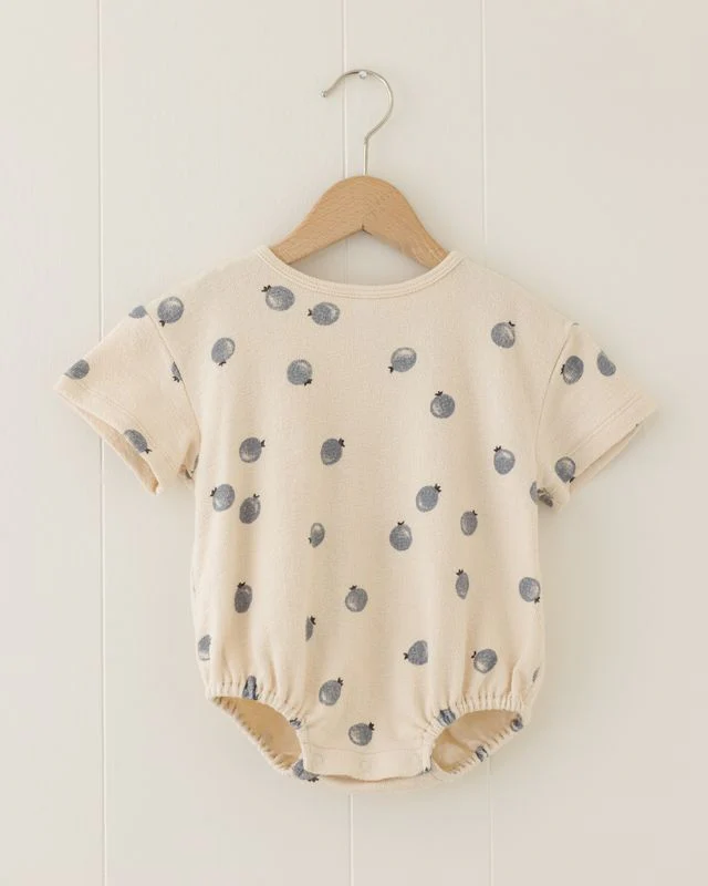Relaxed Short Sleeve Bubble Romper - Blueberries by Quincy Mae - Image 8