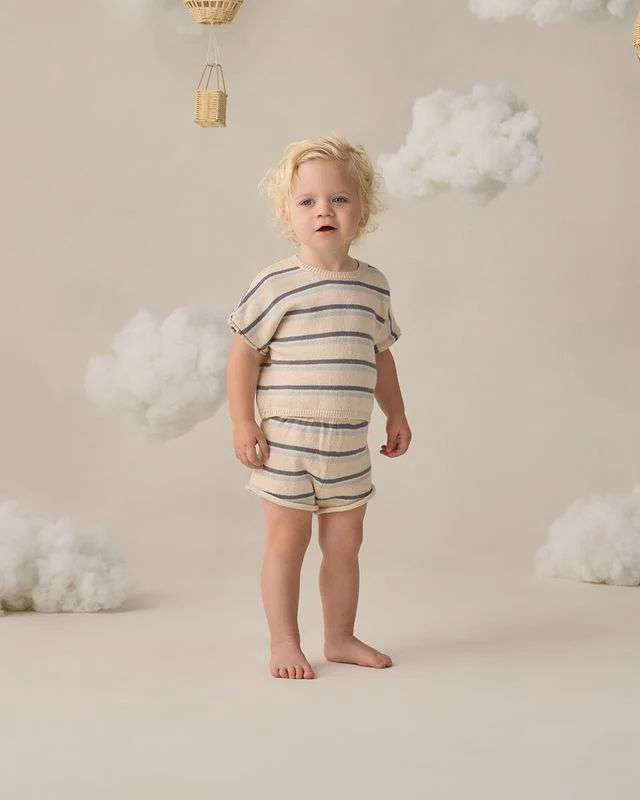 Relaxed Summer Knit Set - Ocean Stripe by Quincy Mae - Image 2