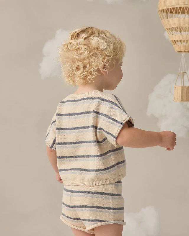 Relaxed Summer Knit Set - Ocean Stripe by Quincy Mae - Image 3