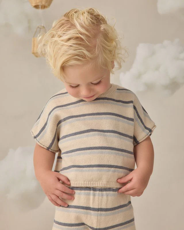 Relaxed Summer Knit Set - Ocean Stripe by Quincy Mae - Image 4