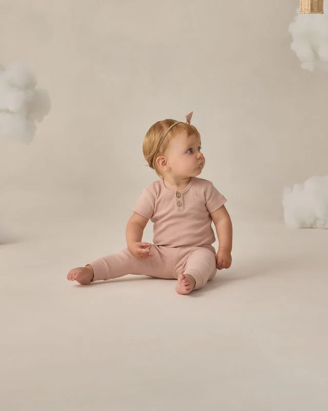 Ribbed Henley Bodysuit - Blush by Quincy Mae - Image 4