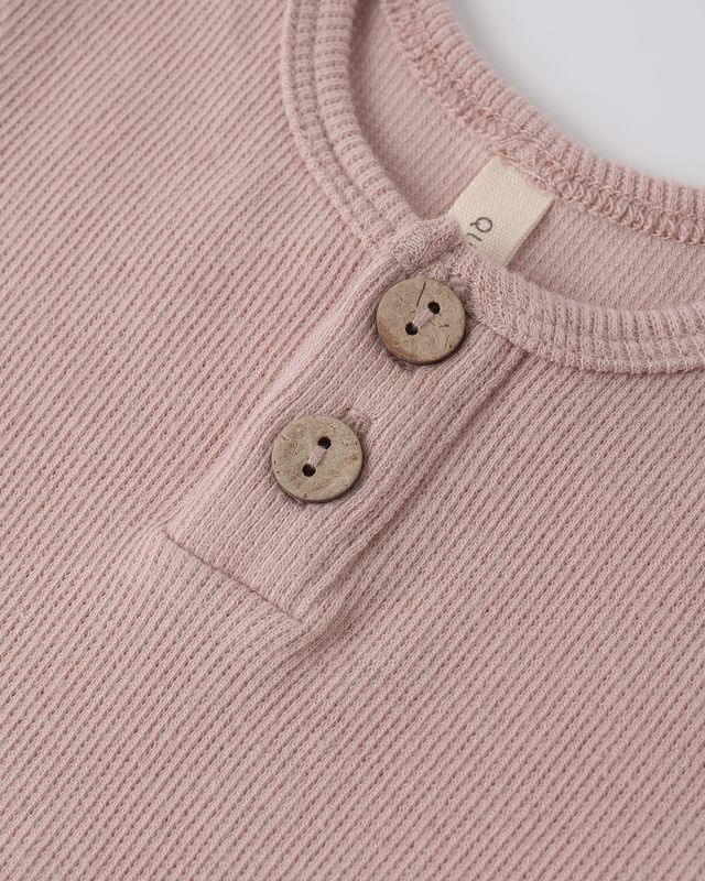 Ribbed Henley Bodysuit - Blush by Quincy Mae - Image 7