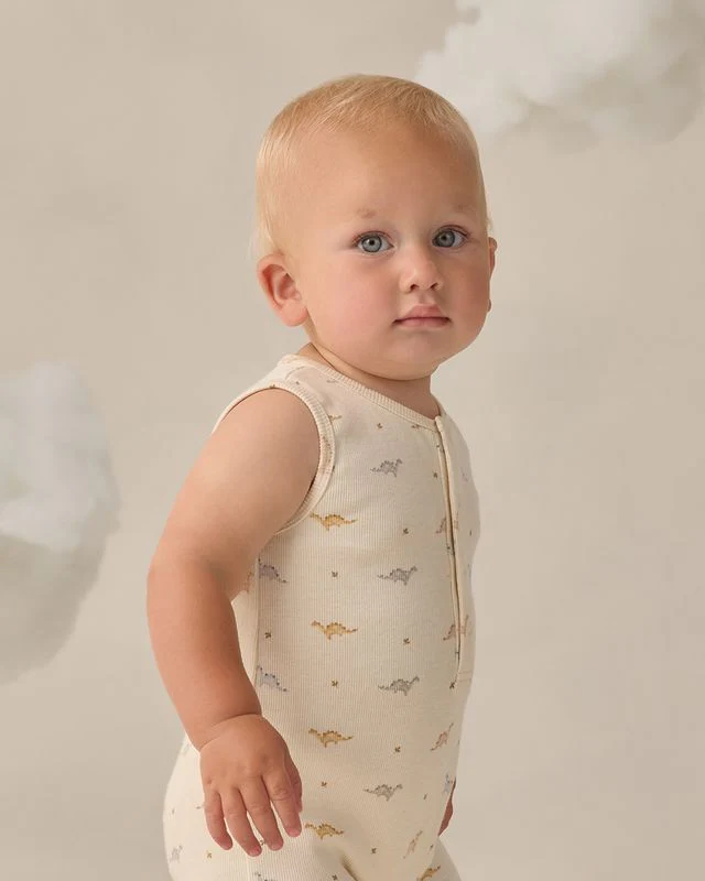 Ribbed Henley Romper - Dinos by Quincy Mae - Image 3