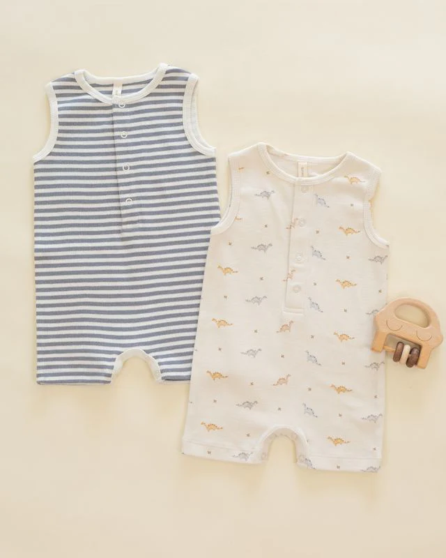 Ribbed Henley Romper - Dinos by Quincy Mae - Image 4