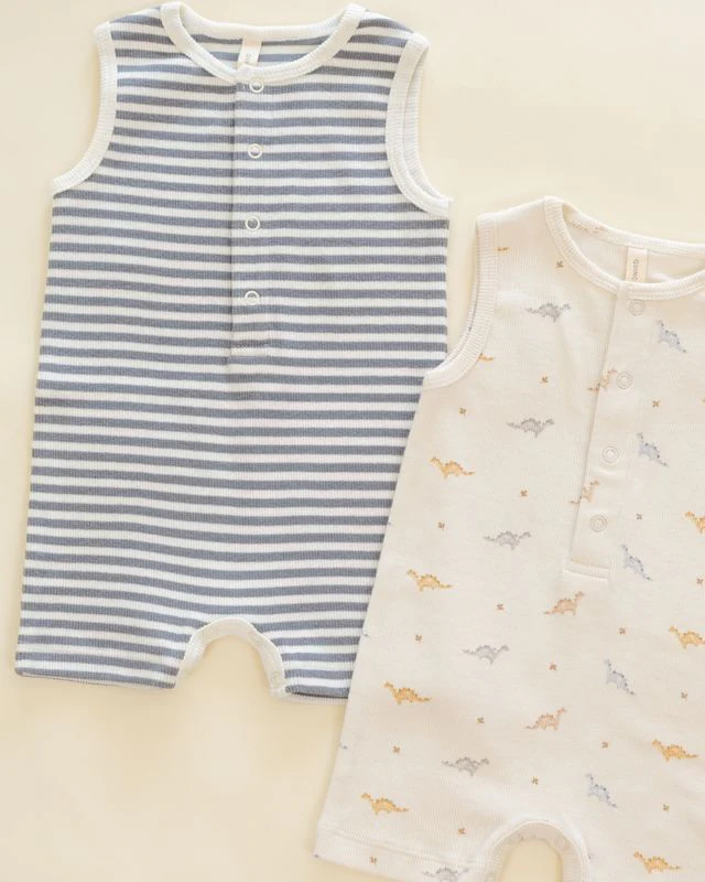 Ribbed Henley Romper - Dinos by Quincy Mae - Image 5