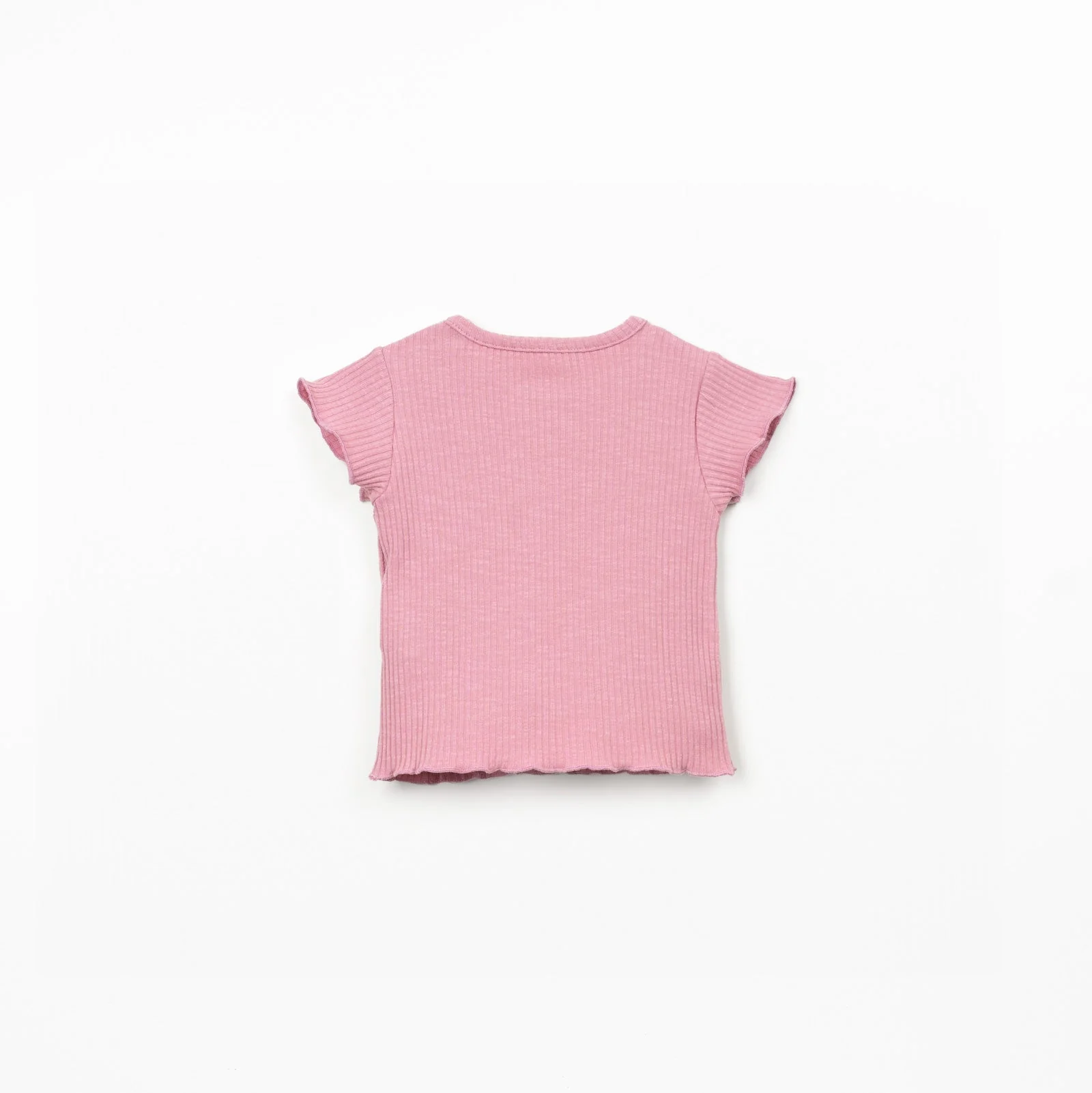 Ribbed Organic Cotton T-Shirt - Dark Pink by Play Up - Image 2