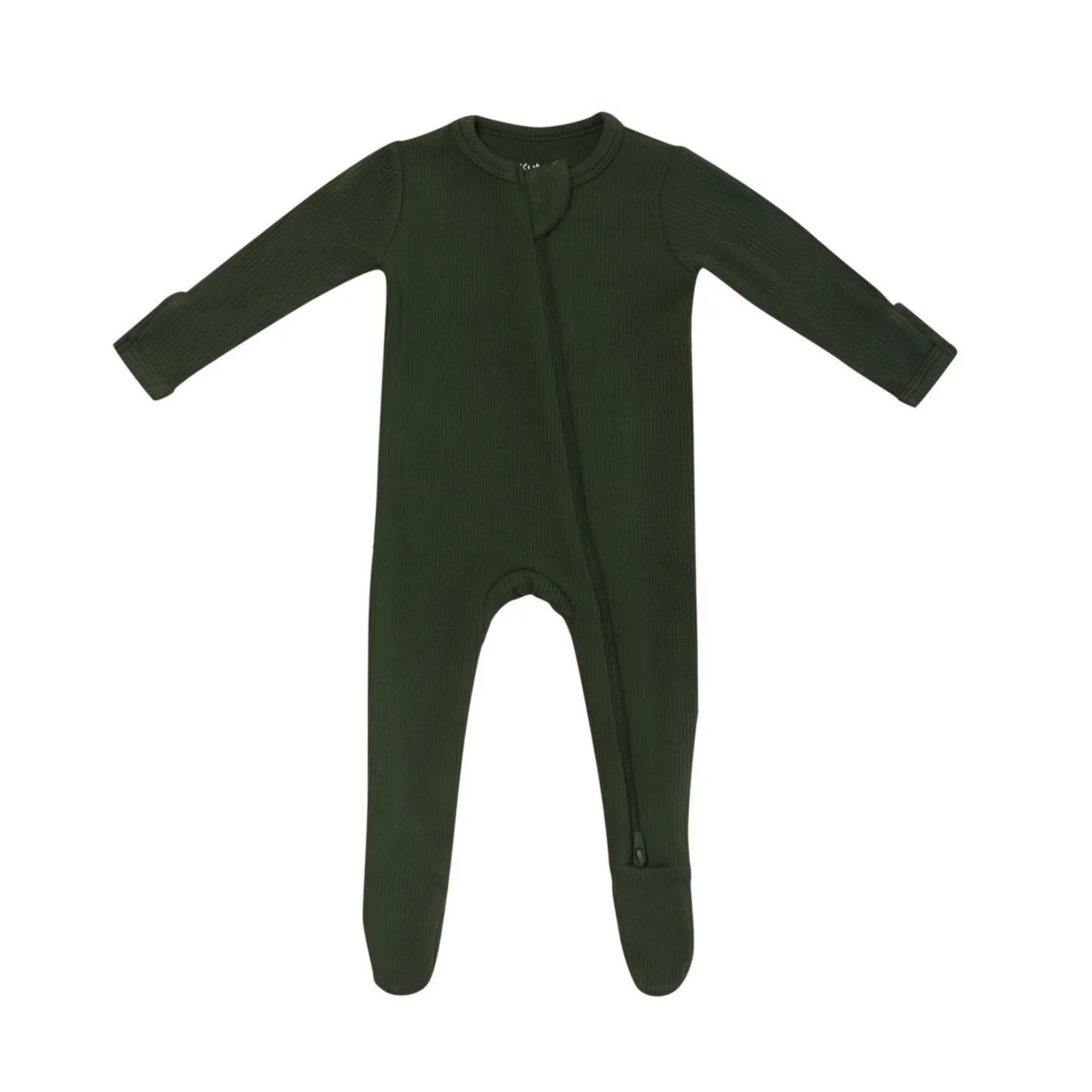 Ribbed Zipper Footie - Fir by Kyte Baby