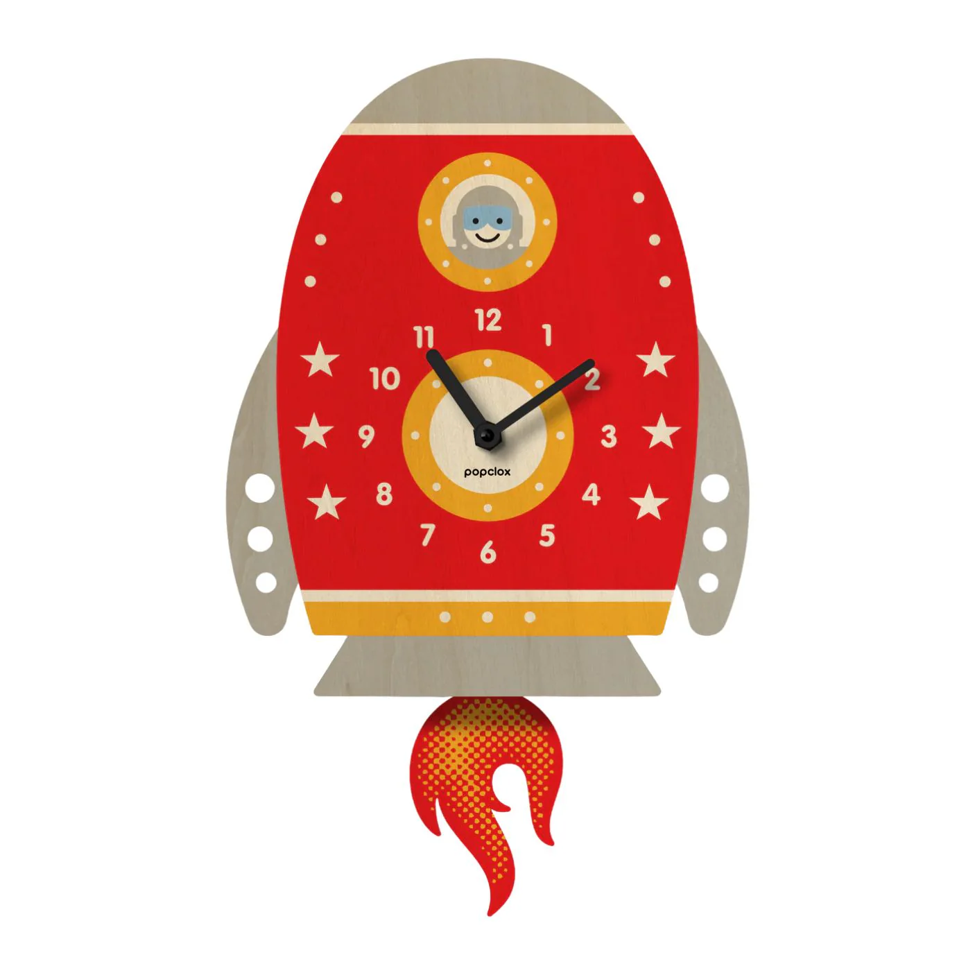 Rocket Wood Pendulum Clock by Popclox