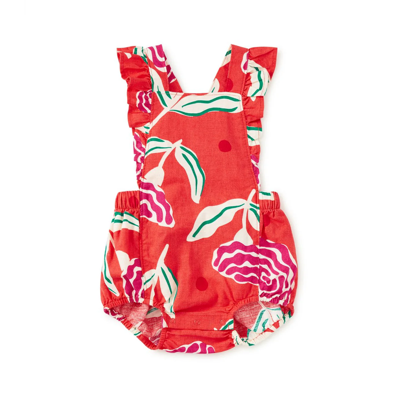 Ruffle Bubble Baby Romper - Flamenco Carnation by Tea Collection