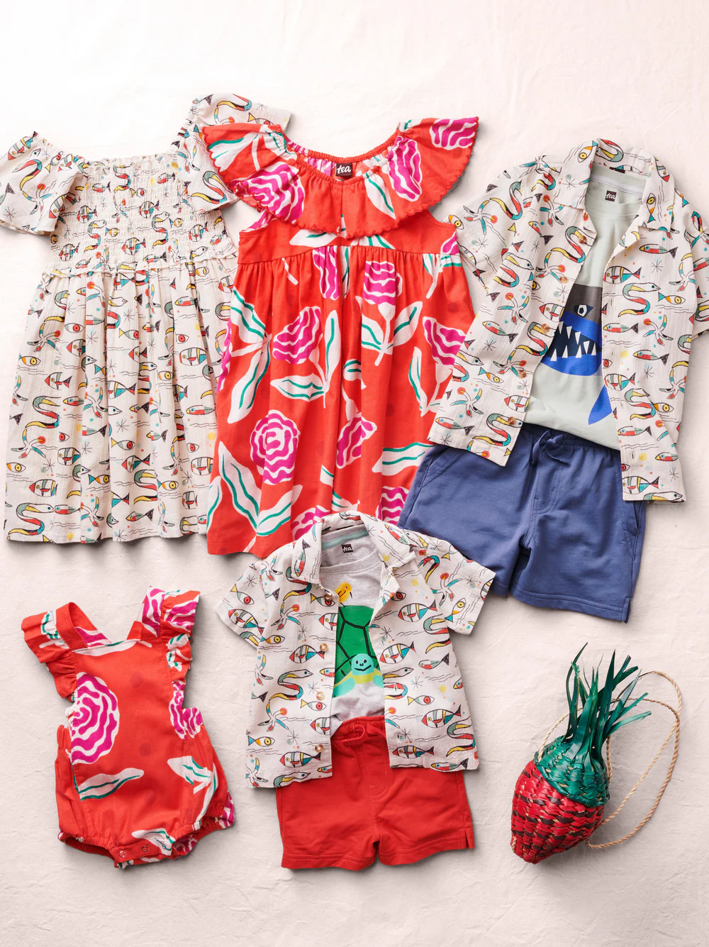 Ruffle Bubble Baby Romper - Flamenco Carnation by Tea Collection - Image 6