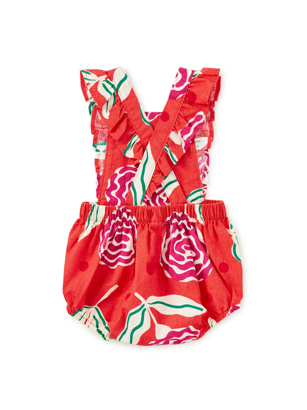 Ruffle Bubble Baby Romper - Flamenco Carnation by Tea Collection - Image 7