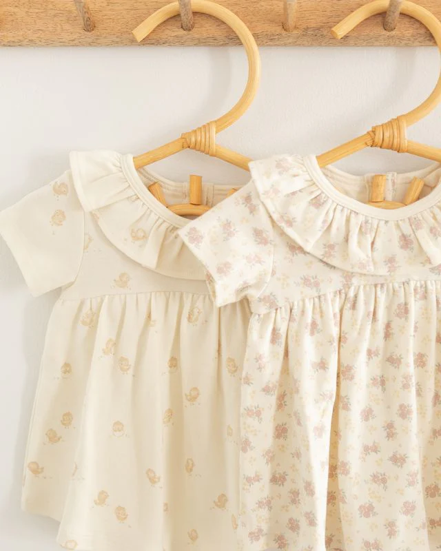 Ruffle Collar Jersey Dress - Flower Field by Quincy Mae - Image 3