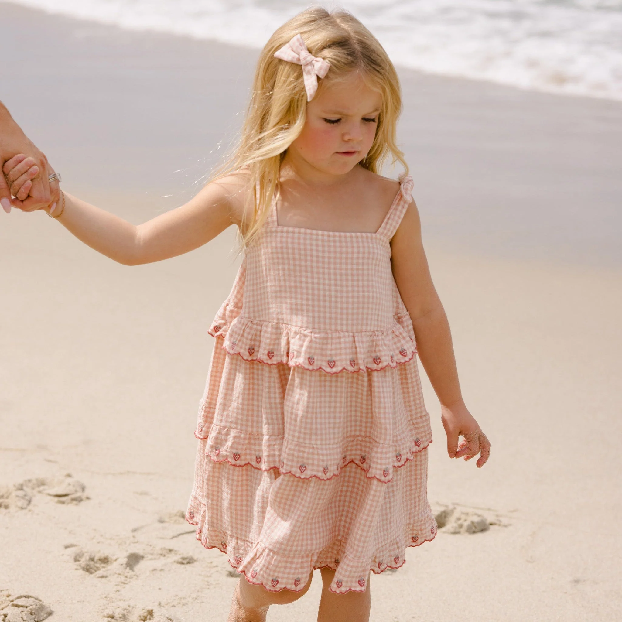 Ruffled Swing Dress - Petal Gingham by Rylee + Cru - Image 3