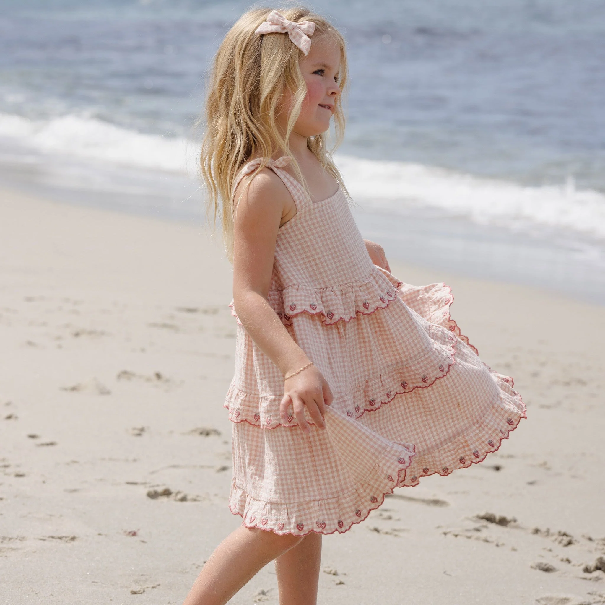Ruffled Swing Dress - Petal Gingham by Rylee + Cru - Image 5