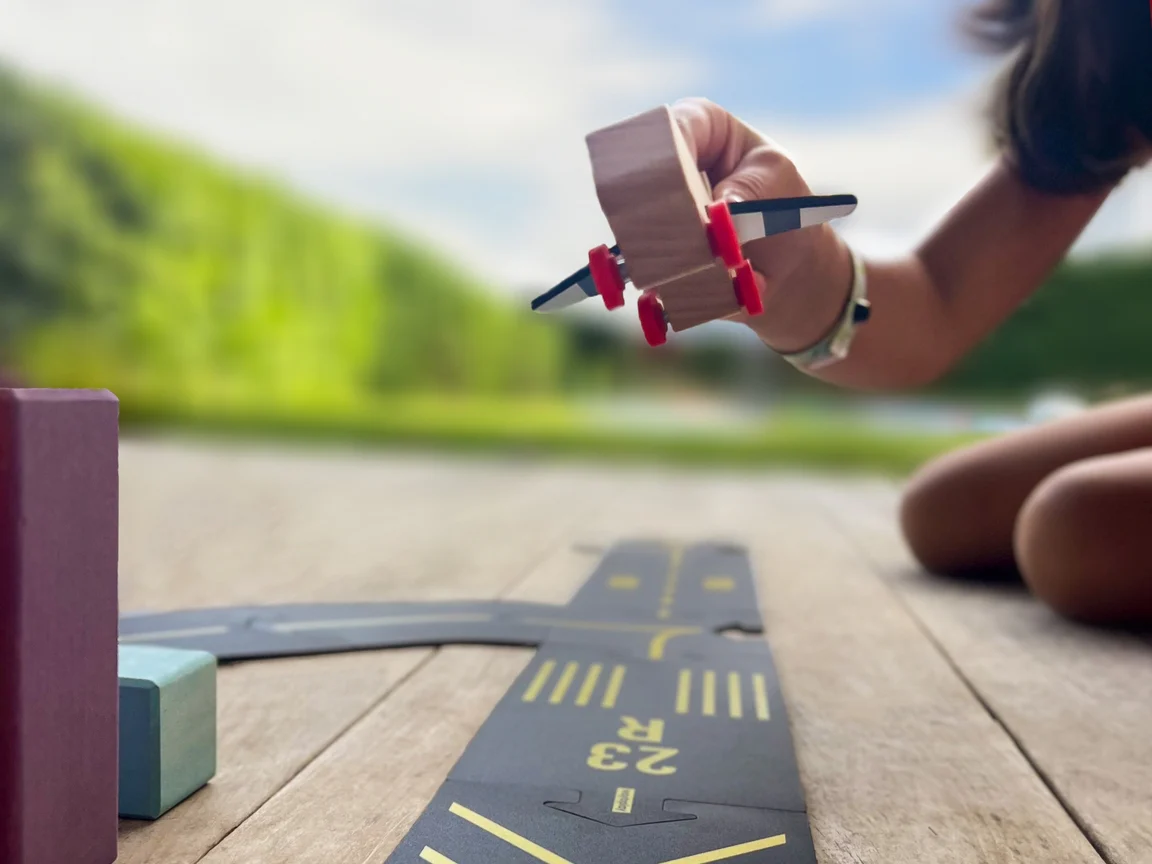 Runway Airport Set with Wooden Aeroplane by Waytoplay Toys - Image 2