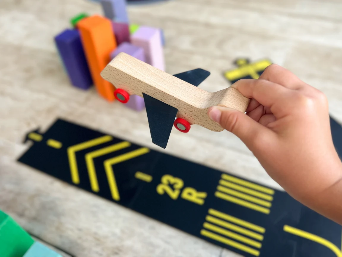 Runway Airport Set with Wooden Aeroplane by Waytoplay Toys - Image 4