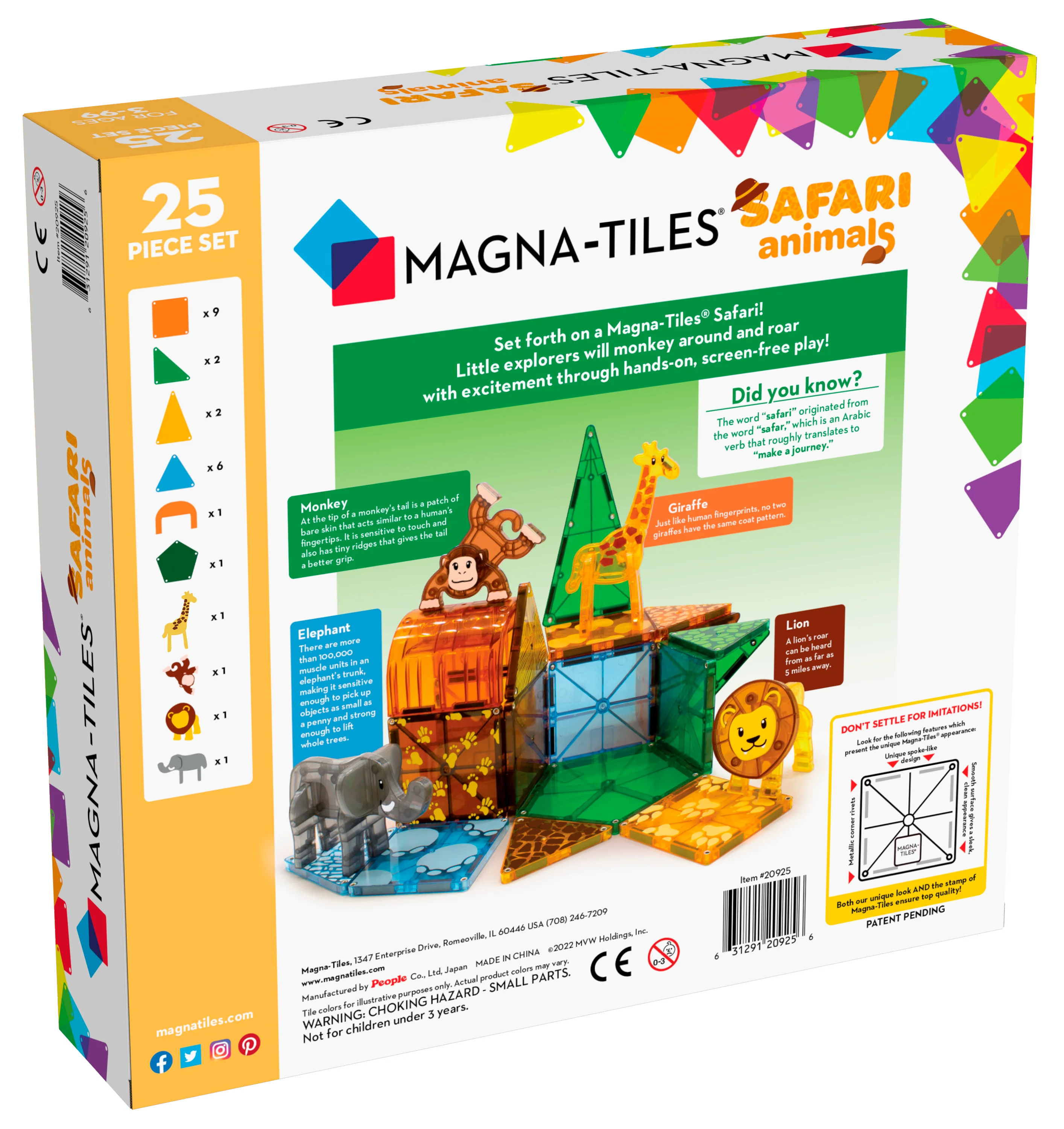 Safari Animals 25 Piece Set by Magna-Tiles - Image 6