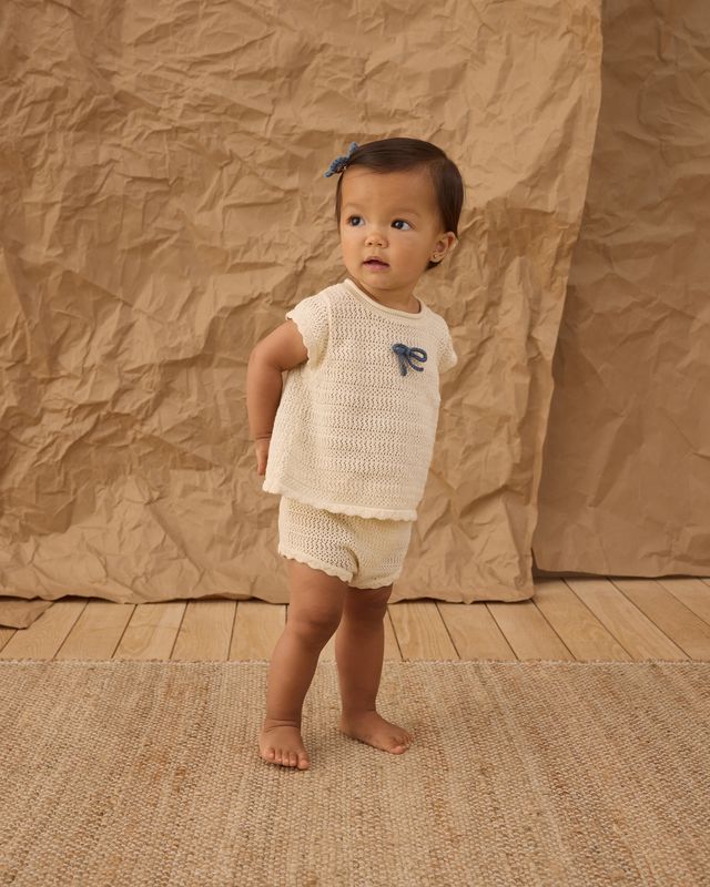 Scallop Knit Baby Set - Natural by Rylee + Cru - Image 3