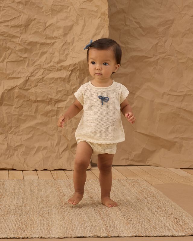 Scallop Knit Baby Set - Natural by Rylee + Cru - Image 4