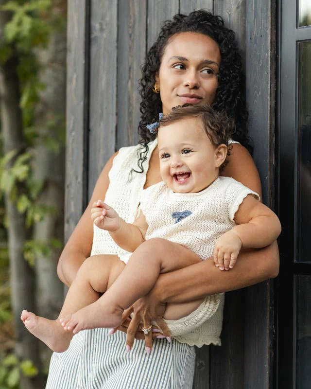 Scallop Knit Baby Set - Natural by Rylee + Cru - Image 5