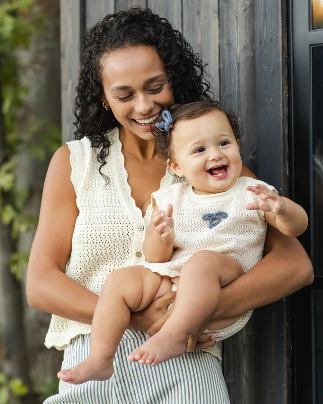 Scallop Knit Baby Set - Natural by Rylee + Cru - Image 6