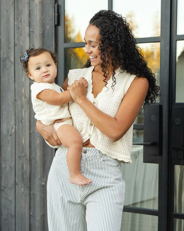 Scallop Knit Baby Set - Natural by Rylee + Cru - Image 7