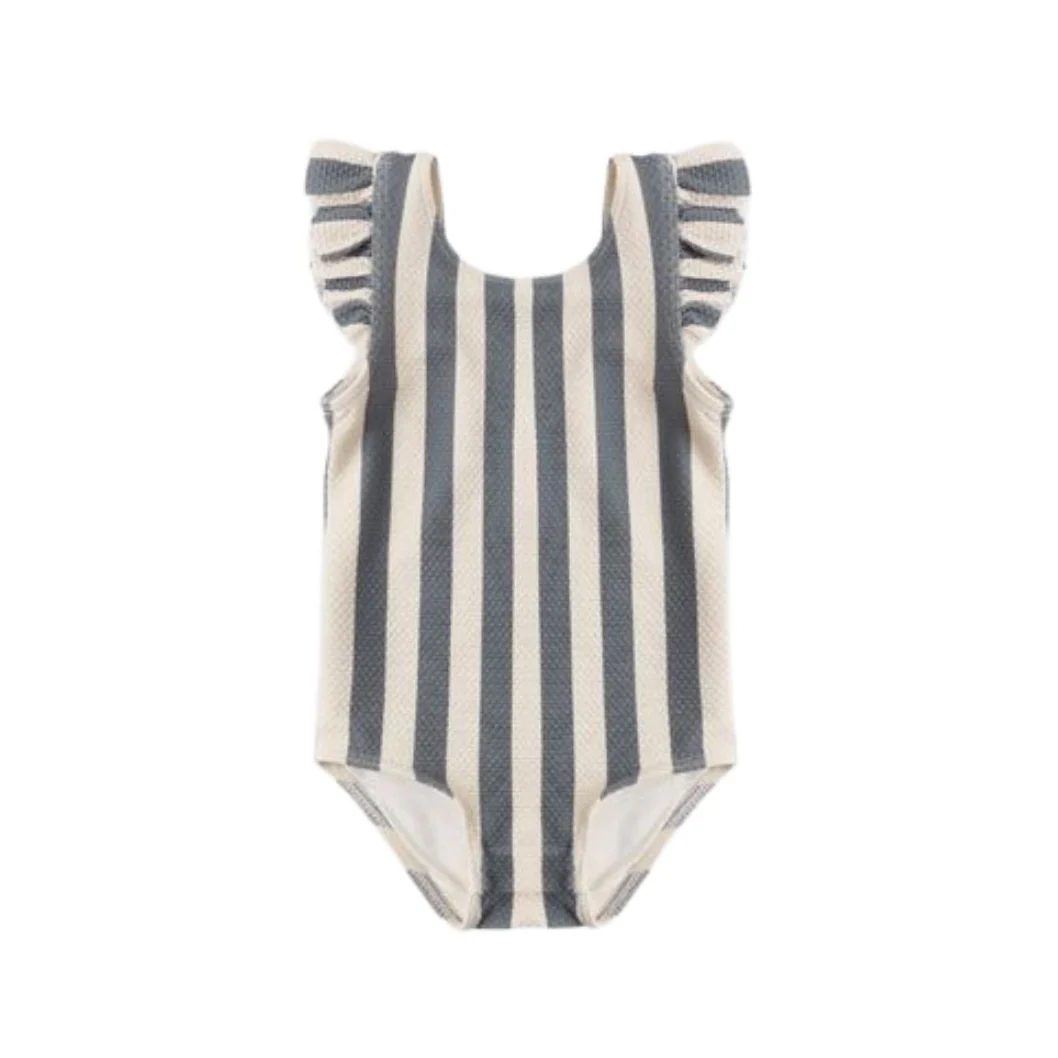 Scoop Back One-Piece Swimsuit - Retro Ocean Stripe by Quincy Mae
