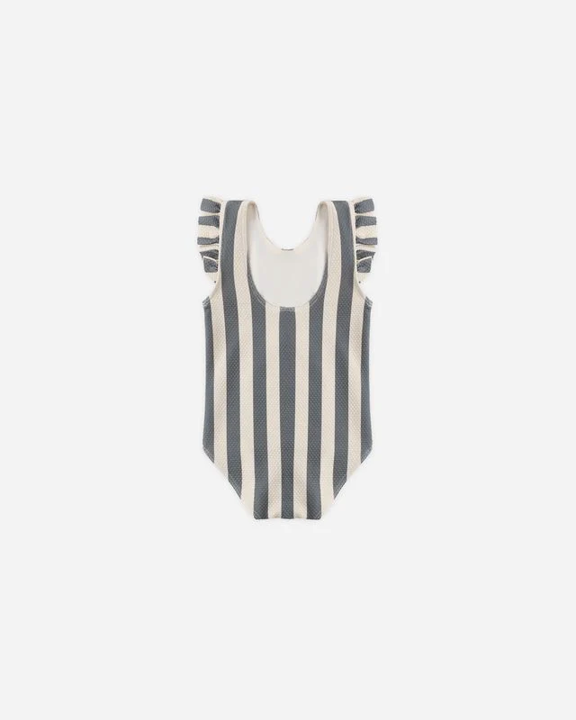 Scoop Back One-Piece Swimsuit - Retro Ocean Stripe by Quincy Mae - Image 3