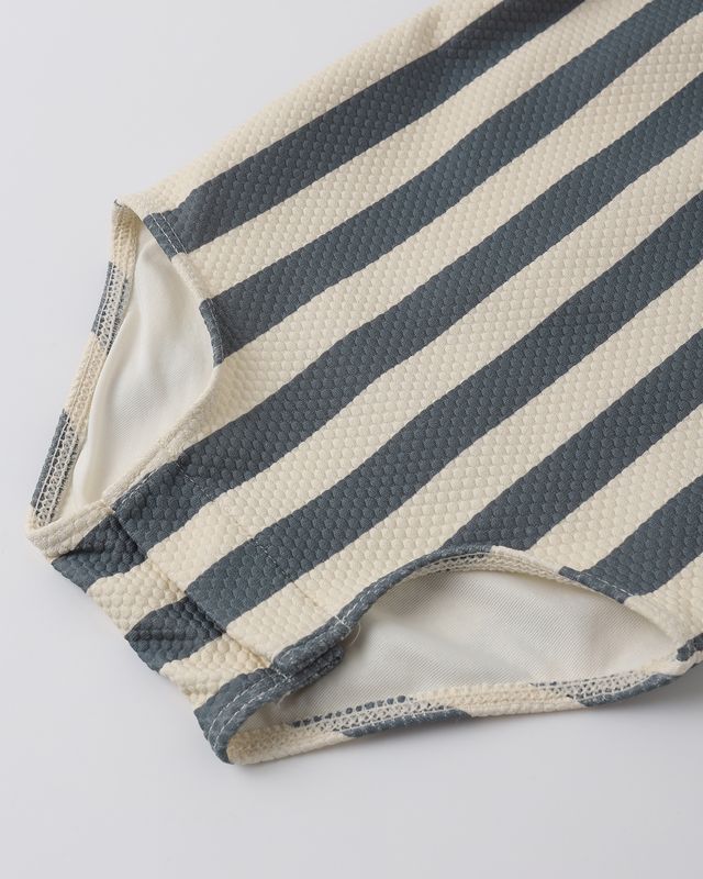 Scoop Back One-Piece Swimsuit - Retro Ocean Stripe by Quincy Mae - Image 4